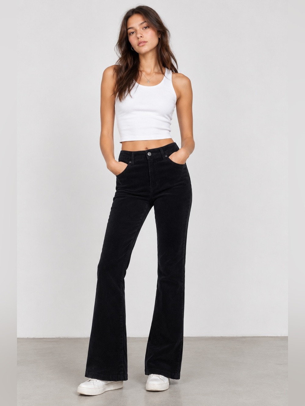 Kut from the Kloth Black Corduroy Bootcut Flare Pants Flip pockets Size 4